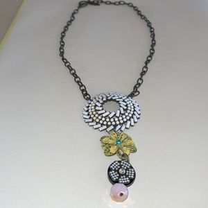 Condor gorgeous medallion and floral necklace, statement piece.